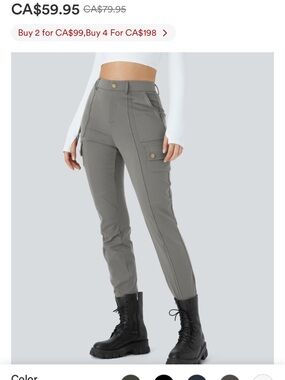 Halara DayStretch High Waisted Zipper Pockets Solid Skinny Cargo Pants